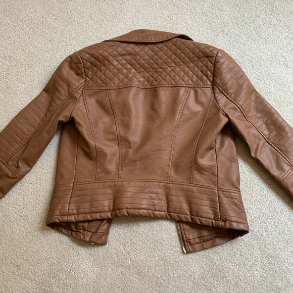 LIGHTLY WORN brown Miss Selfridge leather jacket - Picture 4 of 4